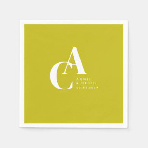 Minimal, Monogram, Limette, Wedding Napkins