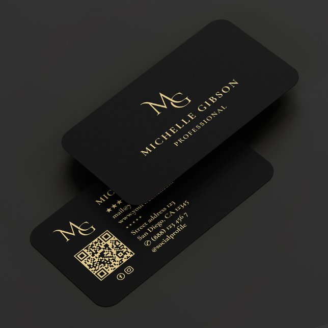 Minimal Monogram MG Professional Elegant Black Business Card (Minimal Monogram MG Professional Elegant Black Business Card
)