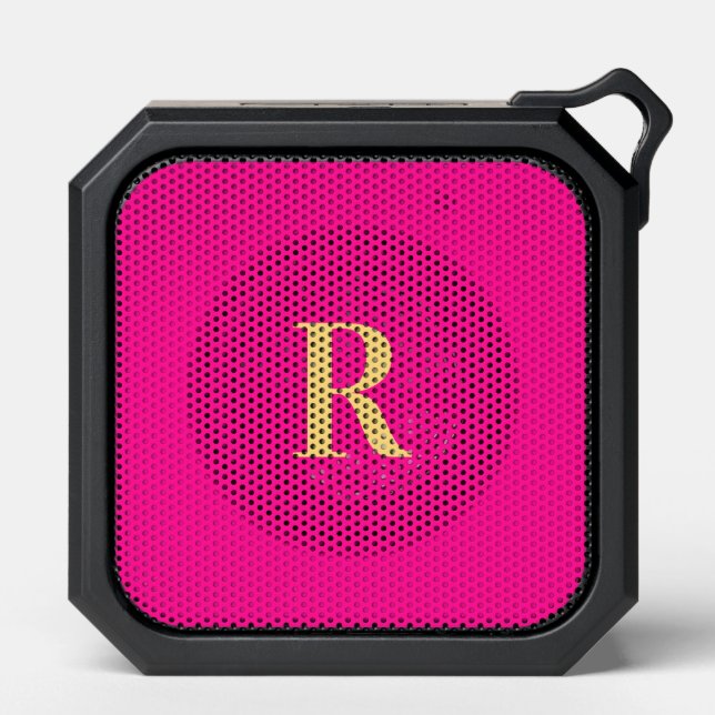 Minimal Monogram Modern Hot Pink Bluetooth Speaker (Front)