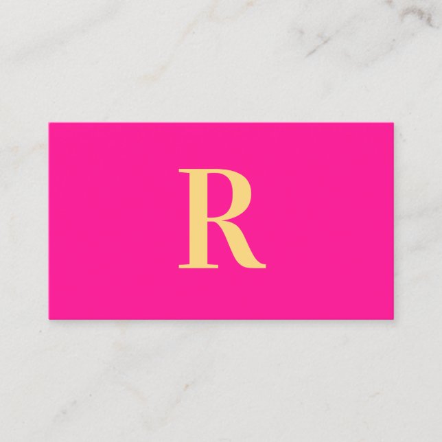 Minimal Monogram Modern Hot Pink Business Card (Front)