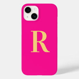 Minimal Monogram Modern Hot Pink Case-Mate iPhone 14 Case