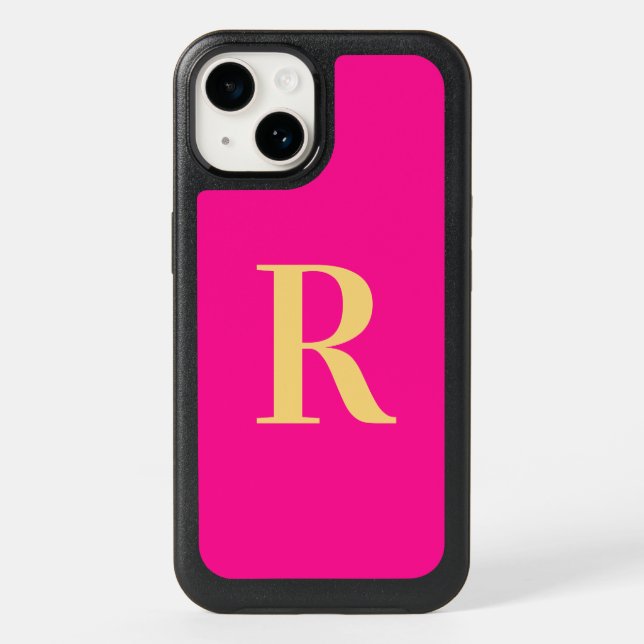 Minimal Monogram Modern Hot Pink Otterbox iPhone Case (Back)