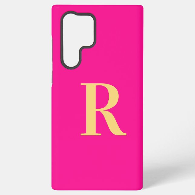 Minimal Monogram Modern Hot Pink Samsung Galaxy Case (Back)