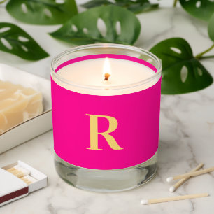 Minimal Monogram Modern Hot Pink Scented Candle