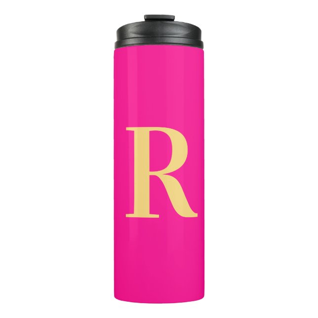 Minimal Monogram Modern Hot Pink Thermal Tumbler (Front)