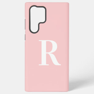 Minimal Monogram Modern Pink Samsung Galaxy S22 Ultra Case