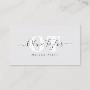 Minimal Monogram Modern Script Gray Professional  Business Card