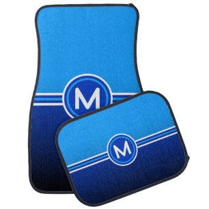 Minimal Monogram on Two Shades of BLUE Car Floor Mat