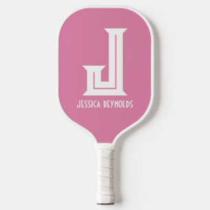 Minimal Monogram Pink Pickleball Paddle