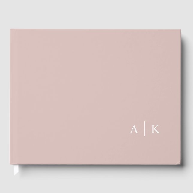 Minimal monogram pink wedding guest book (Front)