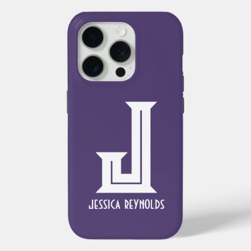 Minimal Monogram Purple iPhone 15 Pro Case