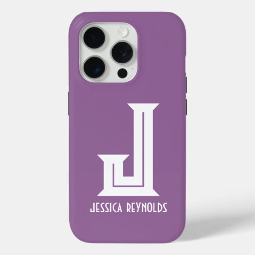 Minimal Monogram Purple iPhone 15 Pro Case