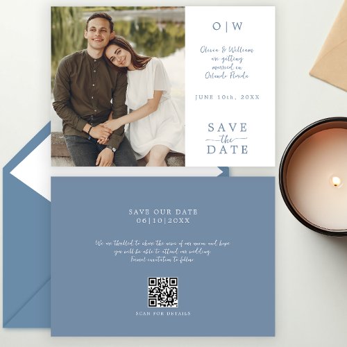Minimal Monogram QR Code Photo Wedding Save The Date
