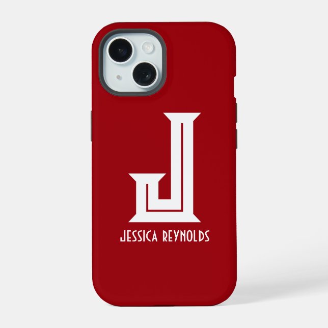 Minimal Monogram Red Iphone Case (Back)