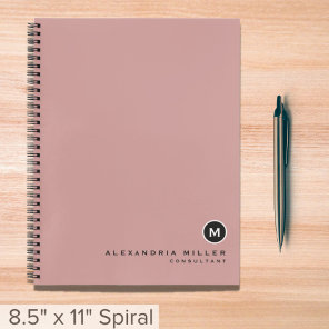 Minimal Monogram Rose Pink Notebook