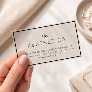 Minimal Monogram Salon Beige-Brown Clear Business Cards