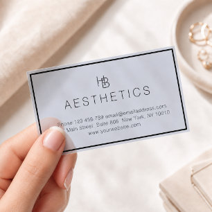 Minimal Monogram Salon Blue Clear Business Cards