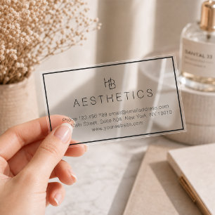 Minimal Monogram Salon Clear Business Cards