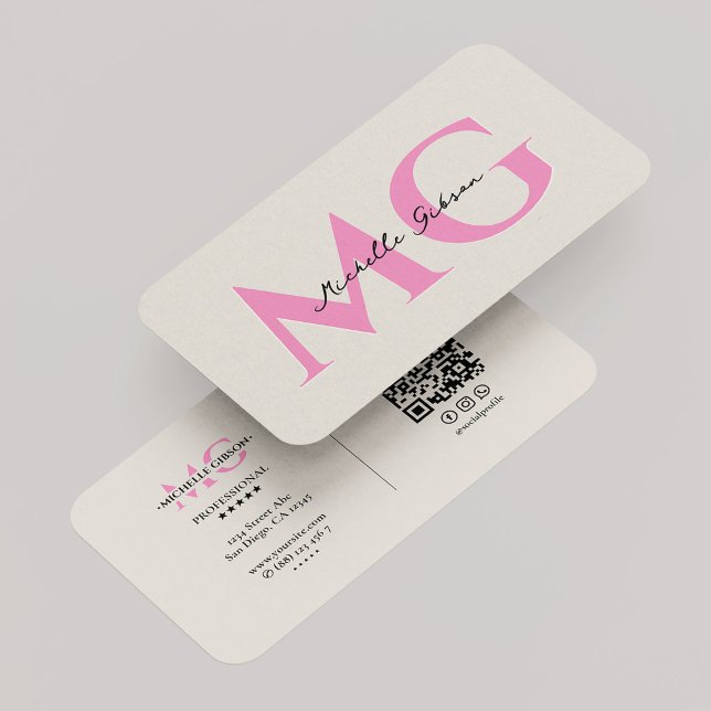 Minimal Monogram Sand Pink Initials Beauty Business Card (Minimal Monogram Sand Pink Initials Beauty Business Card)