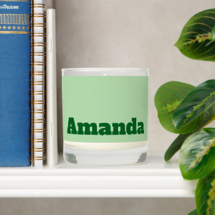 Minimal Monogram Simple Name light Green Colour Scented Candle