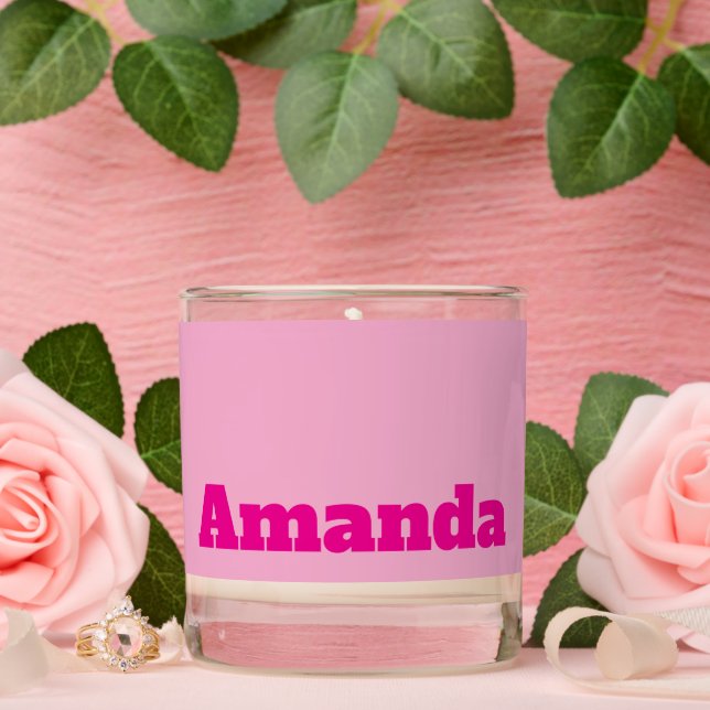 Minimal Monogram Simple Name light Pink Colour Scented Candle (Wedding)