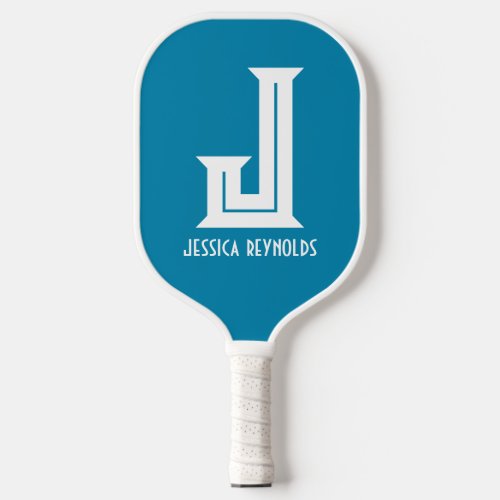 Minimal Monogram Teal Pickleball Paddle