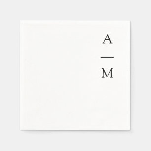 Minimal Monogram Trendy Chic Wedding Black White Napkins
