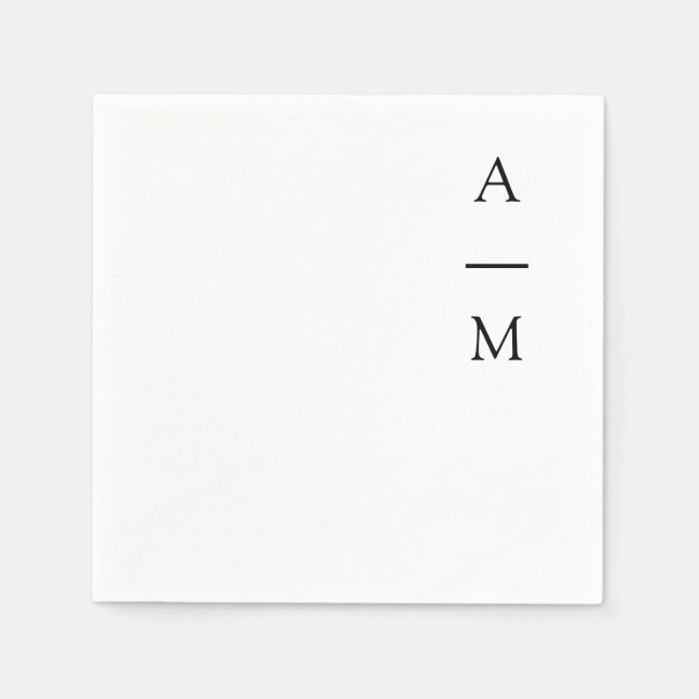Minimal Monogram Trendy Chic Wedding Black White Napkins (Front)