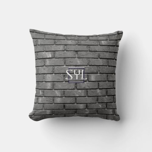 Minimal Monogram urban brick wall Modern Initials Throw Pillow