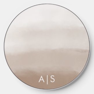 Minimal Monogram Watercolor Mushroom Brown Ombre