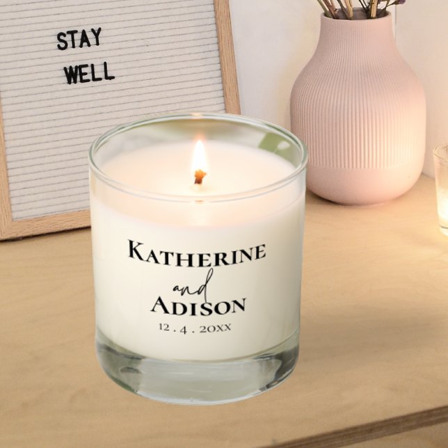 Minimal Monogram Wedding Favor Scented Candle (Creator Uploaded)