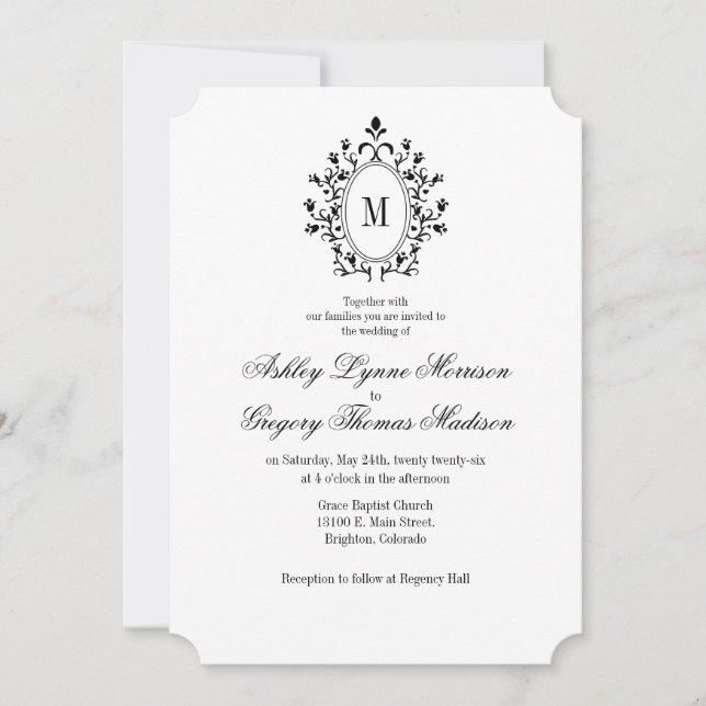 Minimal Monogram Wedding Invitation (Front)