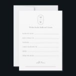 Minimal Monogram Wedding Wishes For Bride & Groom Advice Card<br><div class="desc">Minimal Monogram Sage Green Wedding Wishes For Bride & Groom Advice Card. Personalize the custom text above. You can find additional coordinating items in our "Minimalist Monogram Sage Green & Moss Green Wedding" collection. ***PLEASE NOTE: ALL OF THE WORDING AND TEXT AND BACKGROUND COLOR IS EDITABLE. You can change all...</div>