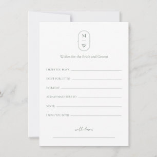 Minimal Monogram Wedding Wishes For Bride & Groom Advice Card
