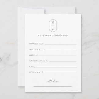 Minimal Monogram Wedding Wishes For Bride & Groom Advice Card