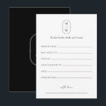 Minimal Monogram Wedding Wishes For Bride & Groom Advice Card<br><div class="desc">Minimal Monogram Wedding Wishes For Bride & Groom Advice Card. Personalize the custom text above. You can find additional coordinating items in our "Minimalist Monogram Black & White Wedding" collection. ***PLEASE NOTE: ALL OF THE WORDING AND TEXT AND BACKGROUND COLOR IS EDITABLE. You can change all of the words and...</div>