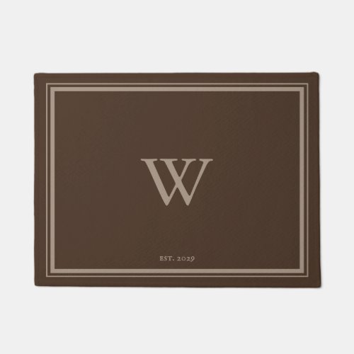 Minimal Monogram Welcome Brown  Tan Doormat