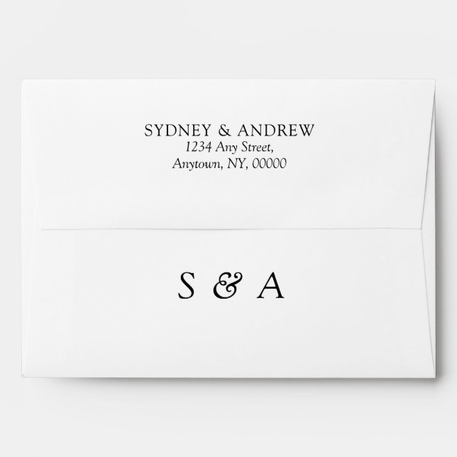 Minimal Monogram White Wedding Return Address Envelope (Back (Top Flap))