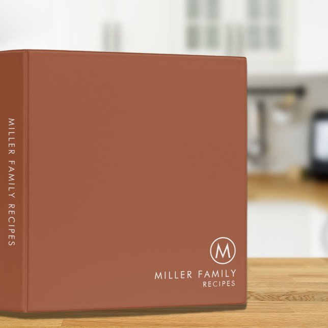 Minimal Monogrammed Family Recipe 3 Ring Binder (Creator Uploaded)