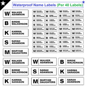 Minimal Monogrammed Tags, Waterproof Name Labels