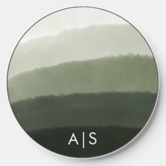 Minimal Monogrammed Watercolor Jungle Green Ombre