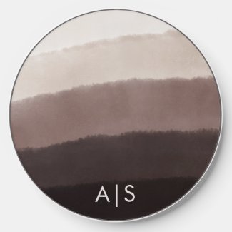 Minimal Monogrammed Watercolor Walnut Brown Ombre