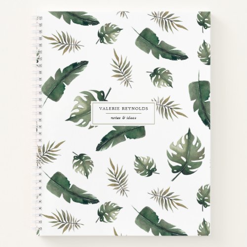 Minimal Monstera Leaf Pattern Personalized Journal