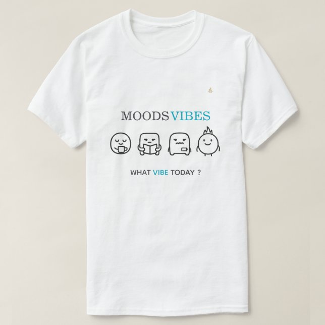 Minimal “Moods Vibes” Cute Line Art T-Shirt | Kali (Design Front)