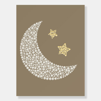 Minimal Moon & Gold Stars Celestial Art Print Foam Board
