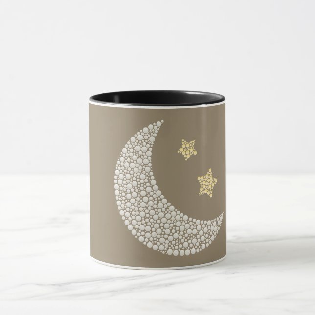 Minimal Moon & Gold Stars Celestial Coffee Mug (Center)