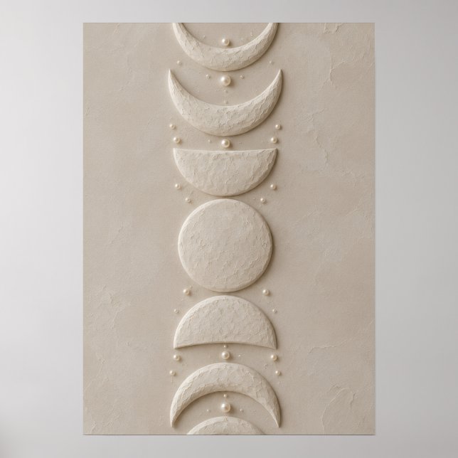 Minimal Moon Phases Wall Art | Neutral Celestial (Front)