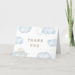 Minimal Moon Star Cloud Boy Books For Baby Shower Thank You Card
