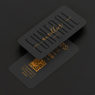 Minimal Mortician Cemetery Black Orange Funeral  Business Card