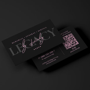 Minimal Mortician Pink Black Funeral Director Business Card